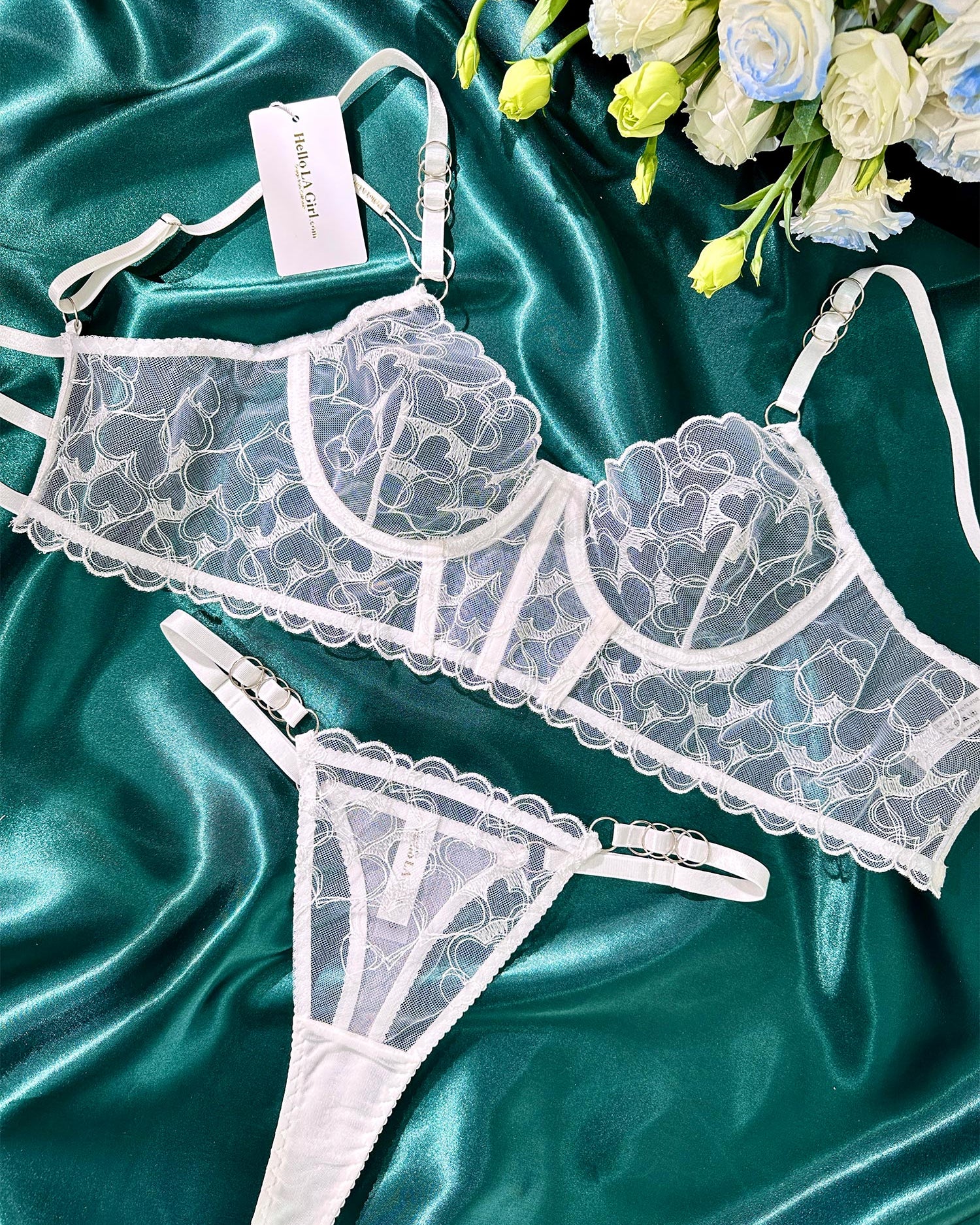 White Embroidery Lingerie Set