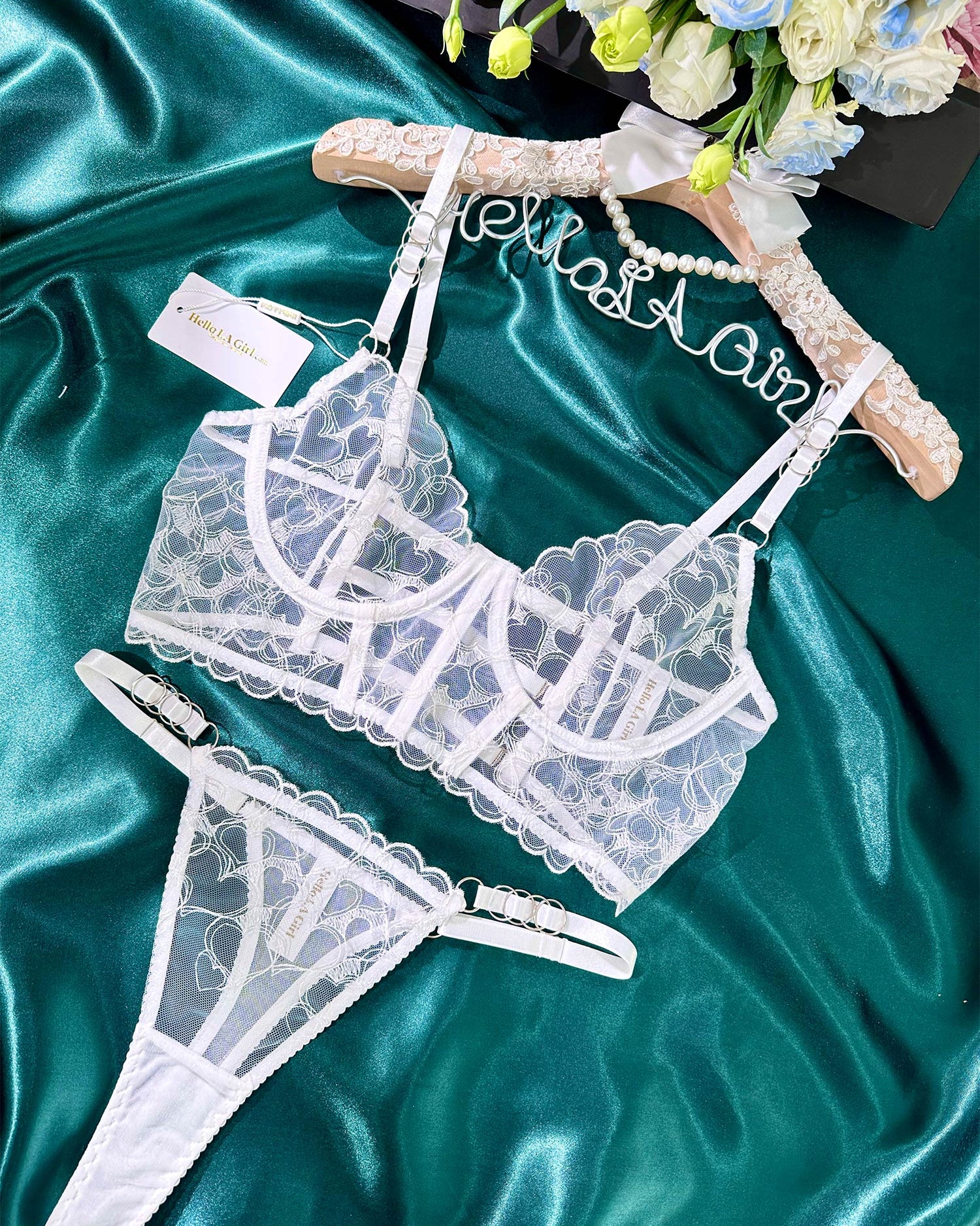 White Embroidery Lingerie Set
