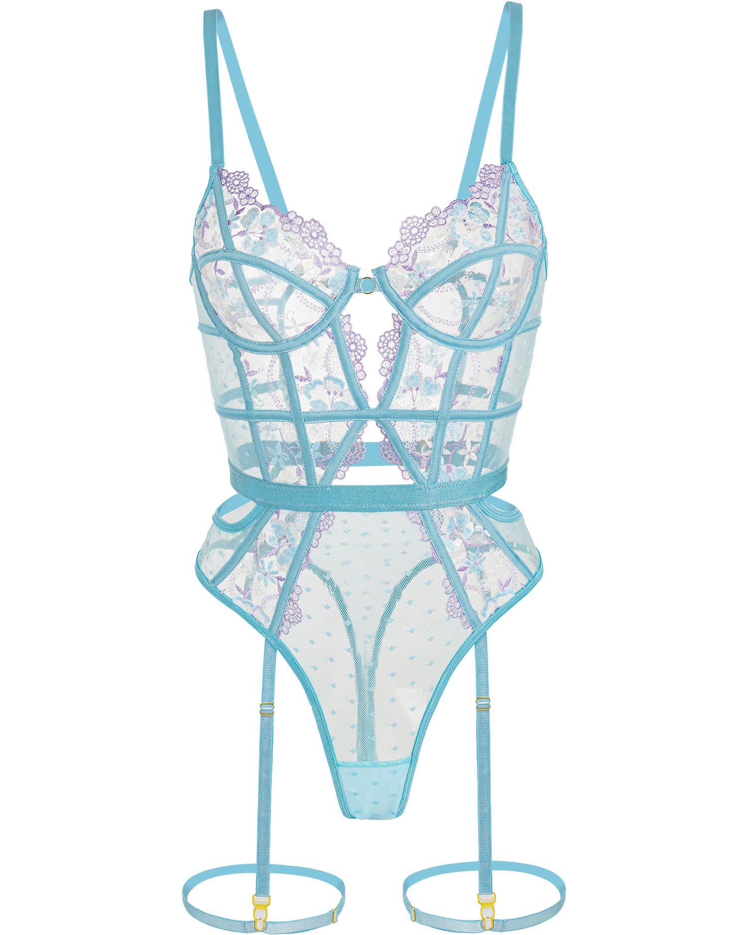 Indigo Dreams Floral French-inspired Sensual Bodysuit