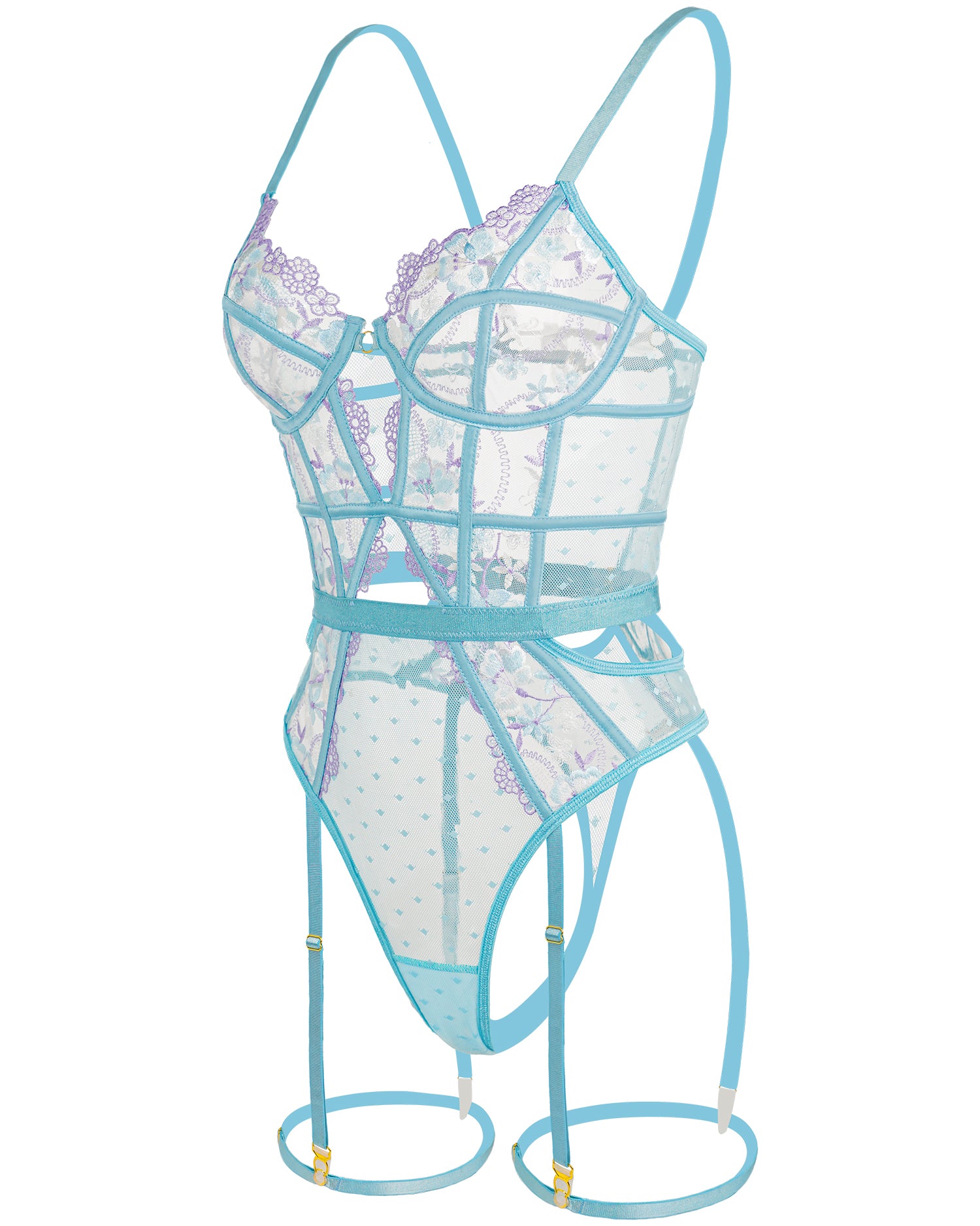 Indigo Dreams Floral French-inspired Sensual Bodysuit