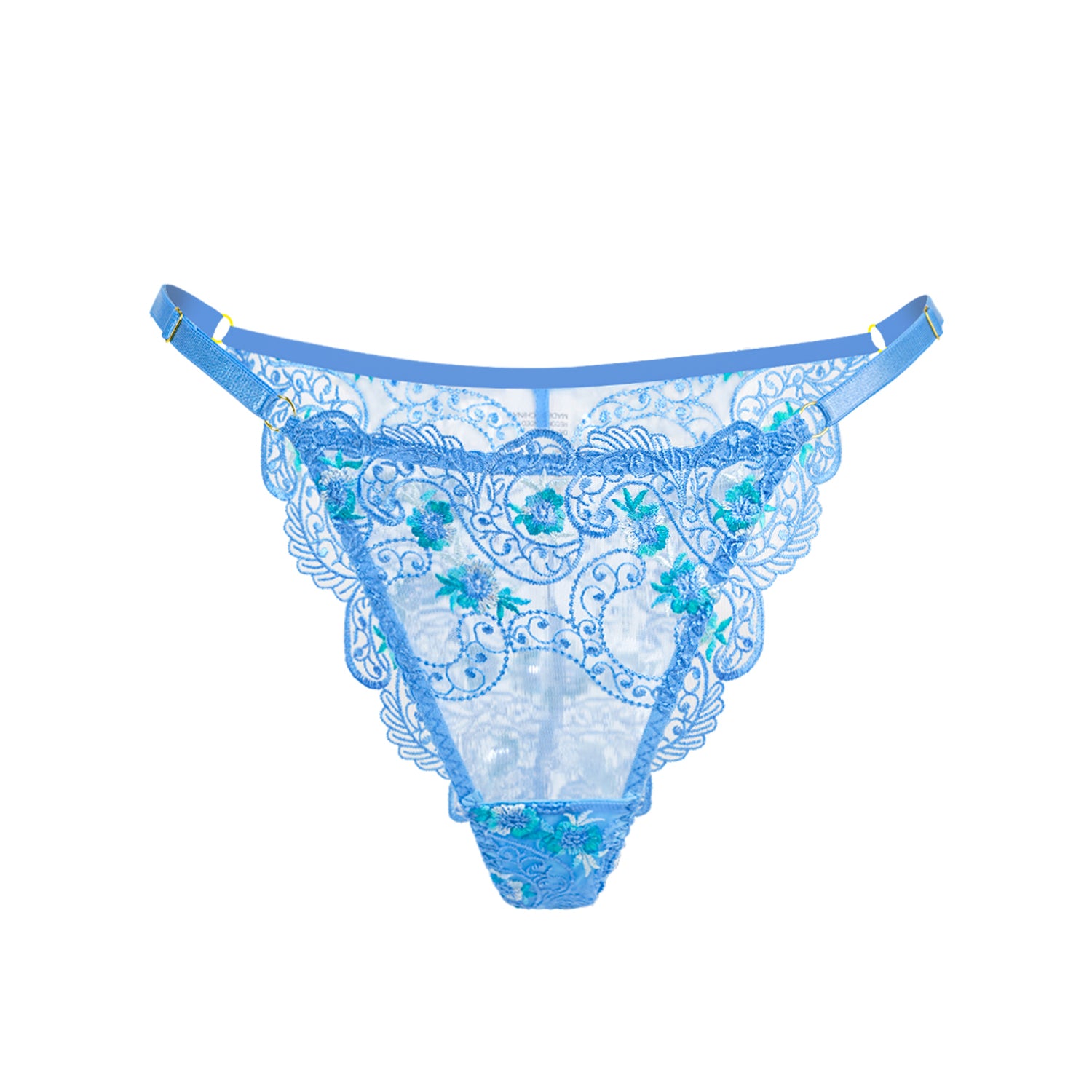 Blue  Embroidered Thong