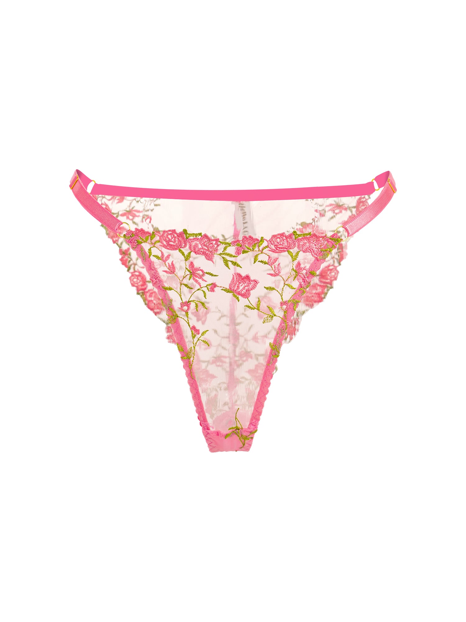 Sweetness Pink Rose Embroidered Thong