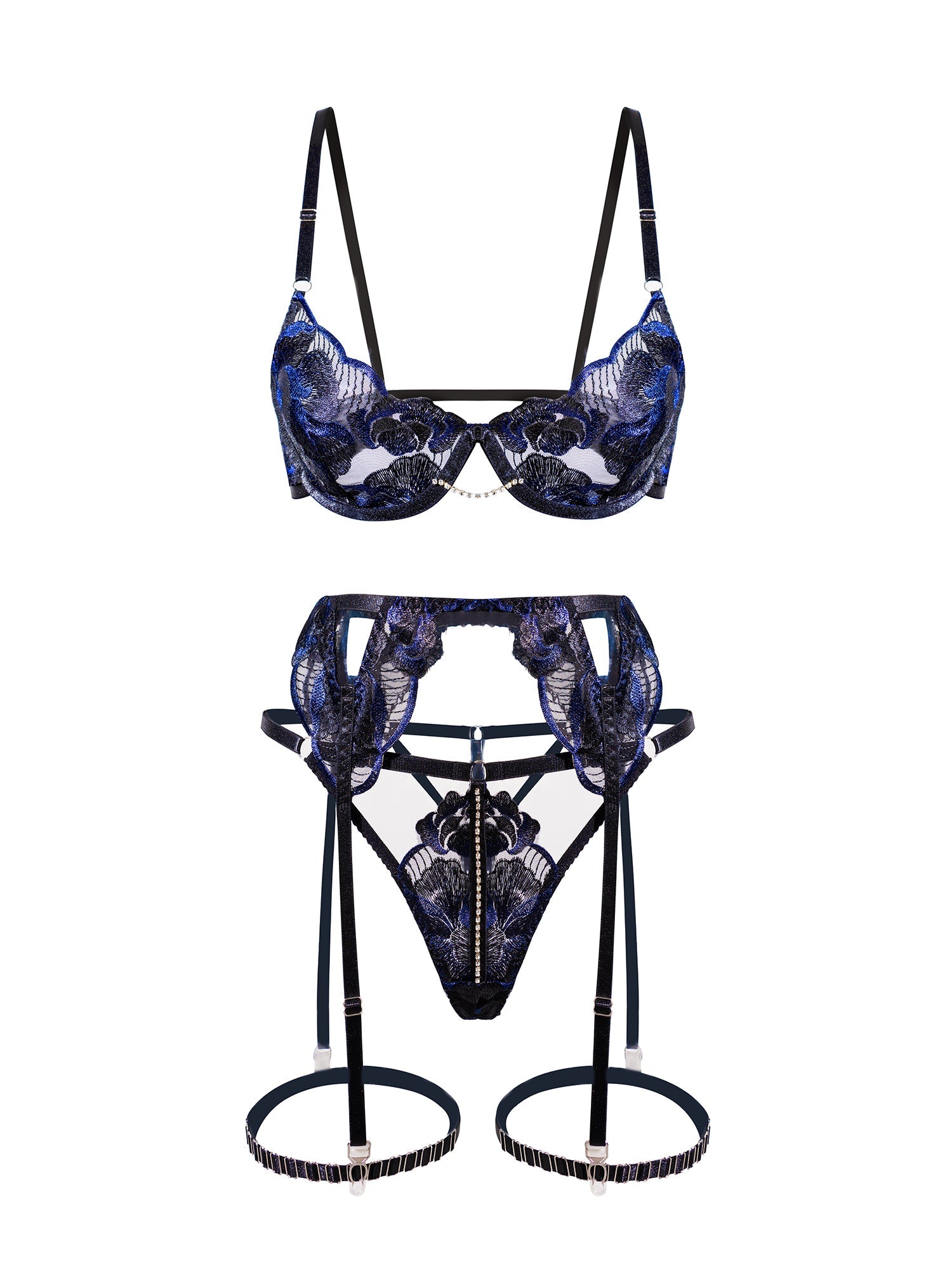 Luxurious Fancy Embroidered Sexy Lingerie Set |HelloLAGirl