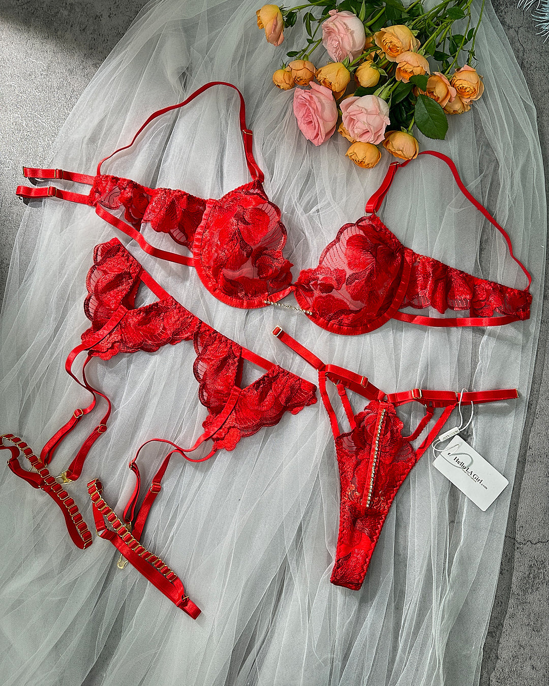 Luxurious Fancy Embroidered Sexy Lingerie Set |HelloLAGirl