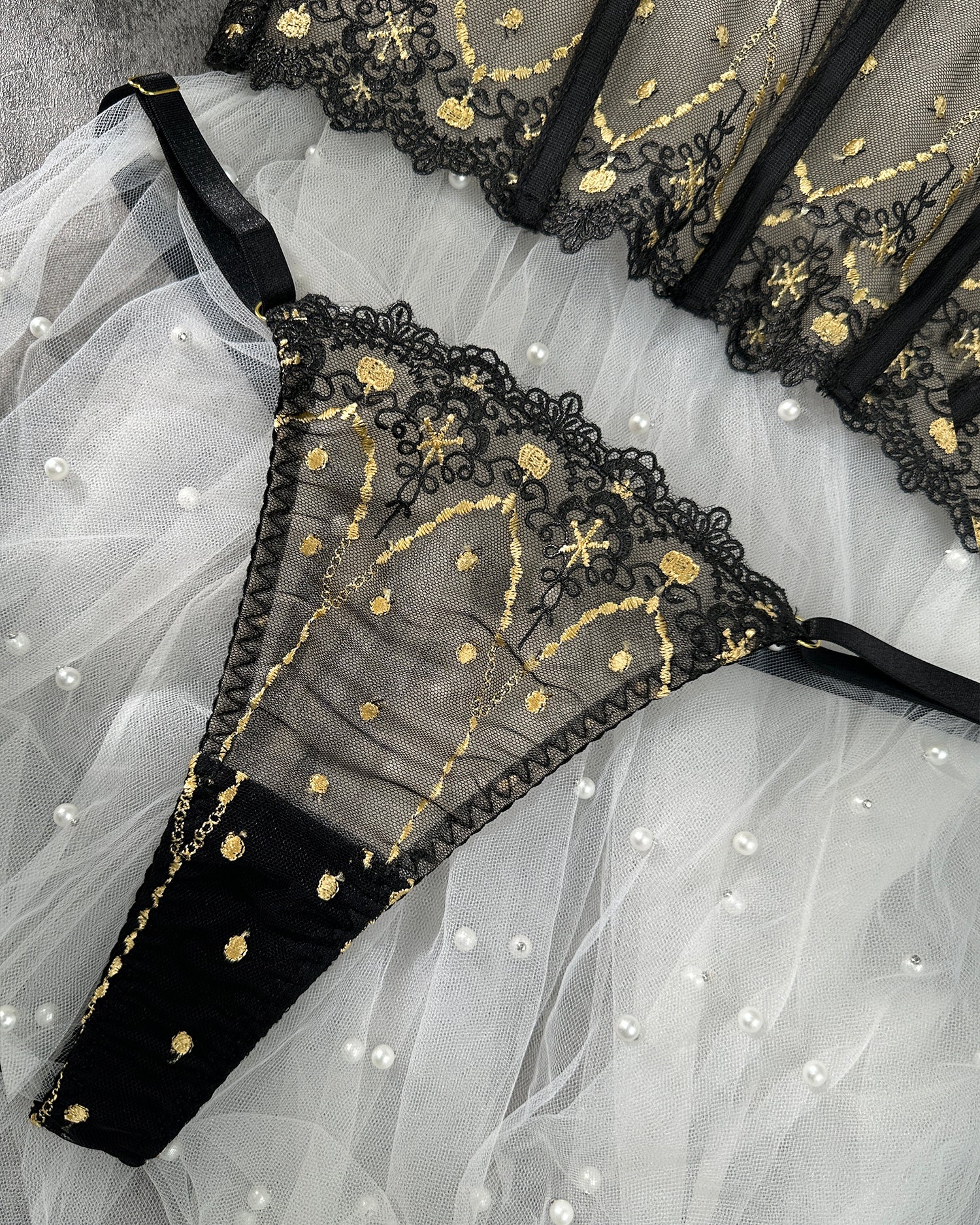 Chic Luxe Noir & Gold Lingerie Set