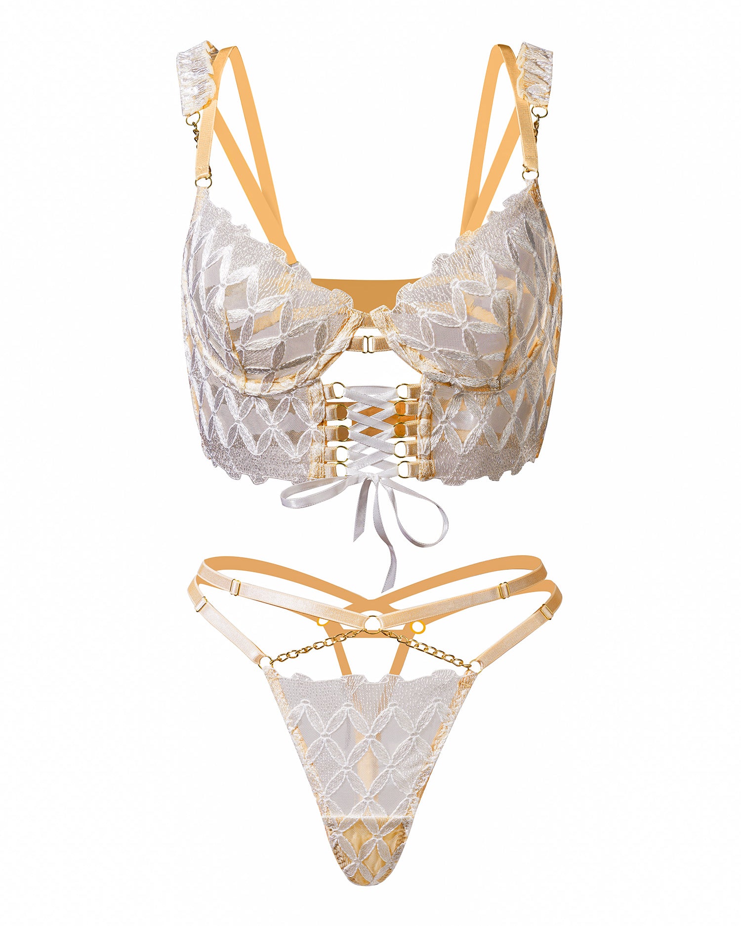 Delicate White Embroidery Lingerie Set | HelloLAGirl