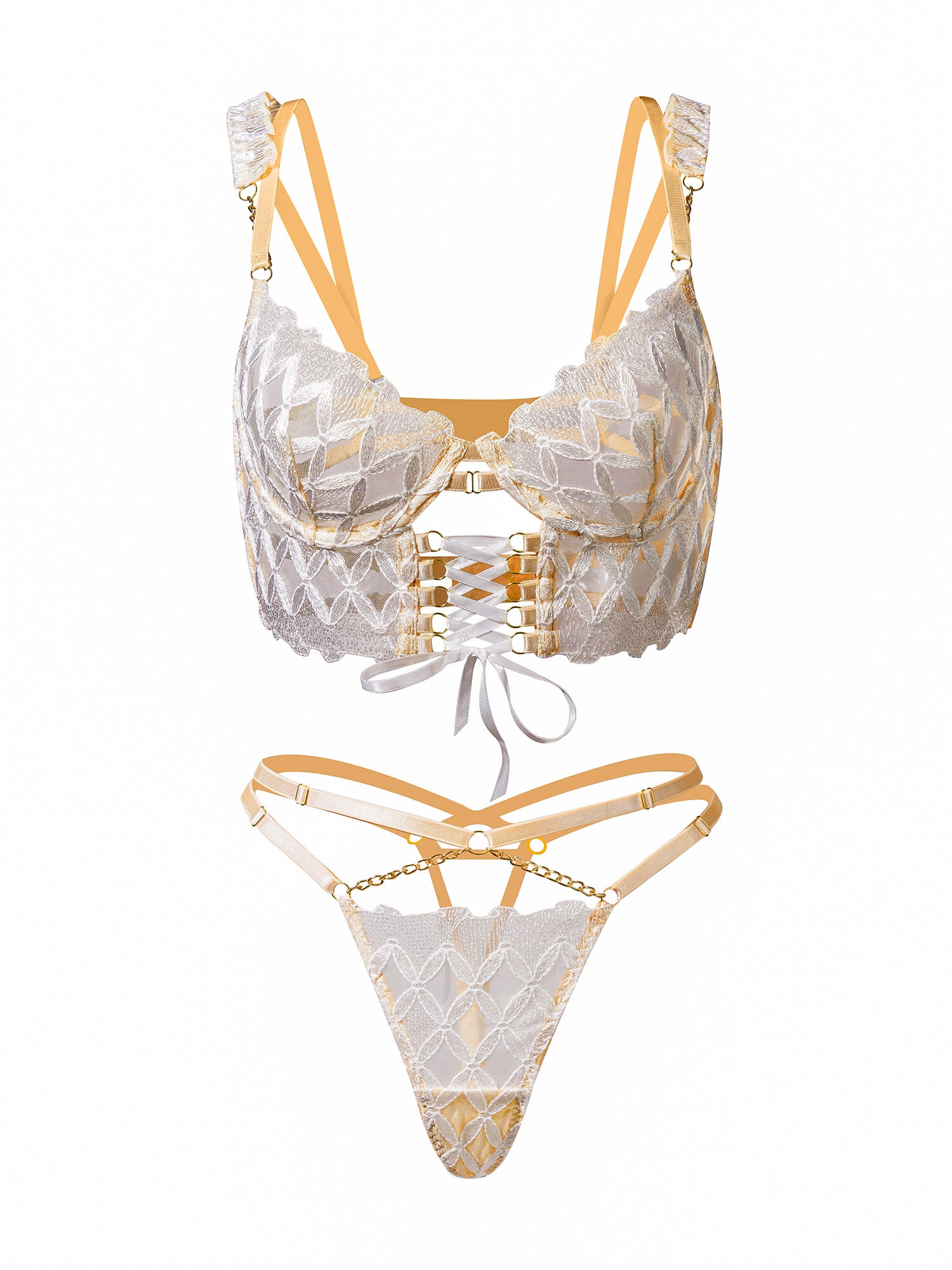 Delicate White Embroidery Lingerie Set | HelloLAGirl