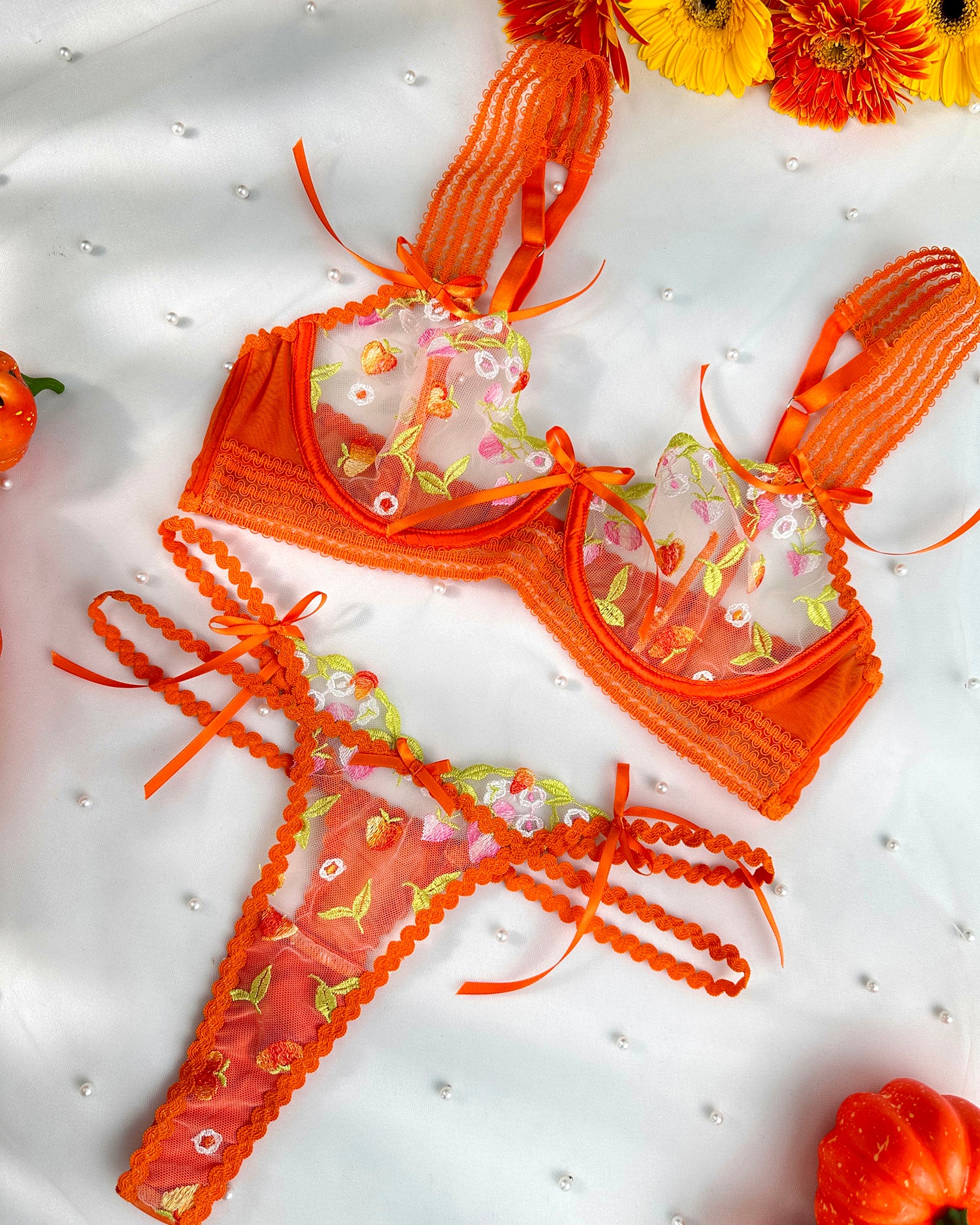 Sunny Meadow Floral Lace Lingerie Set