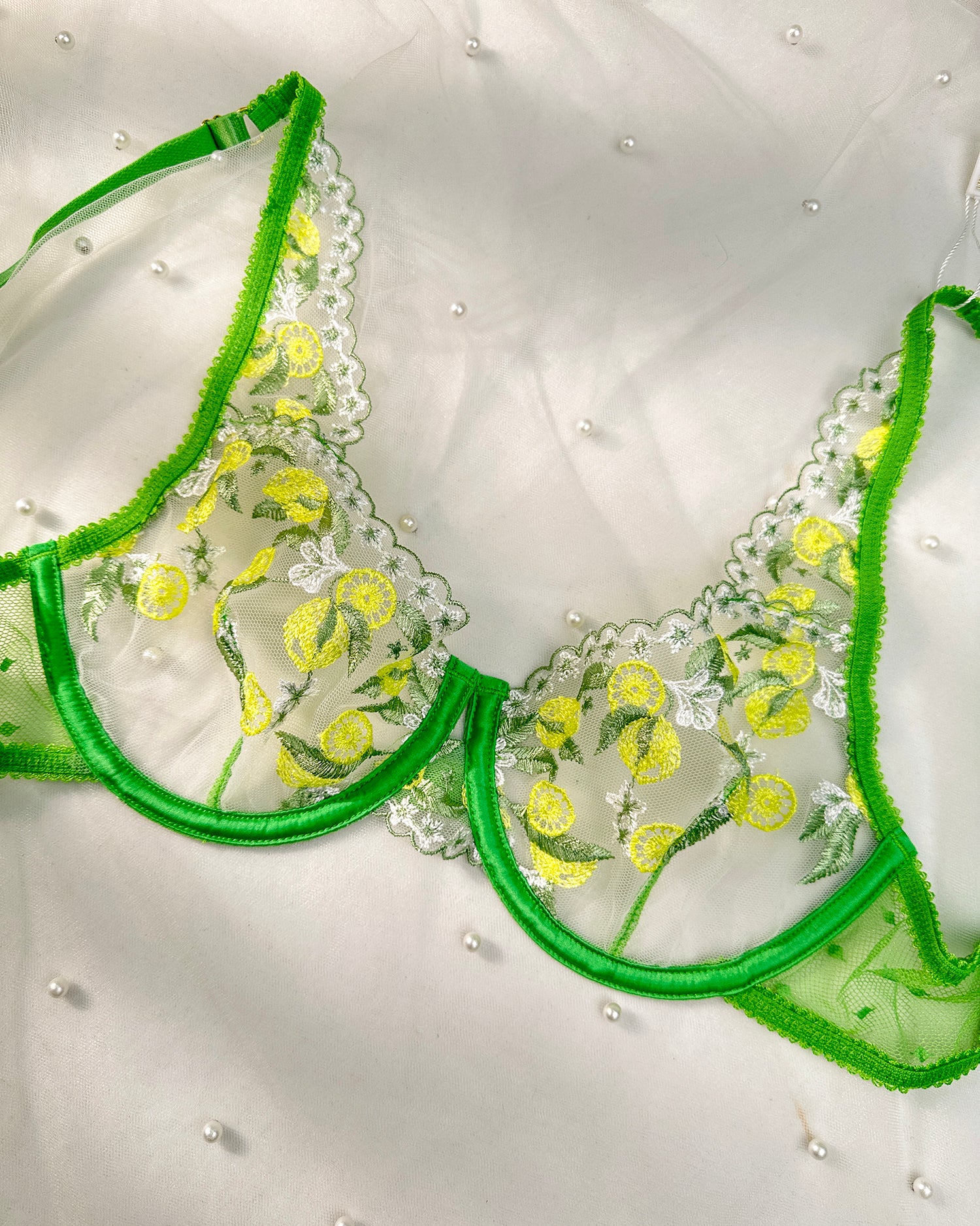 Fresh Lemon Embroidery Lingerie Set