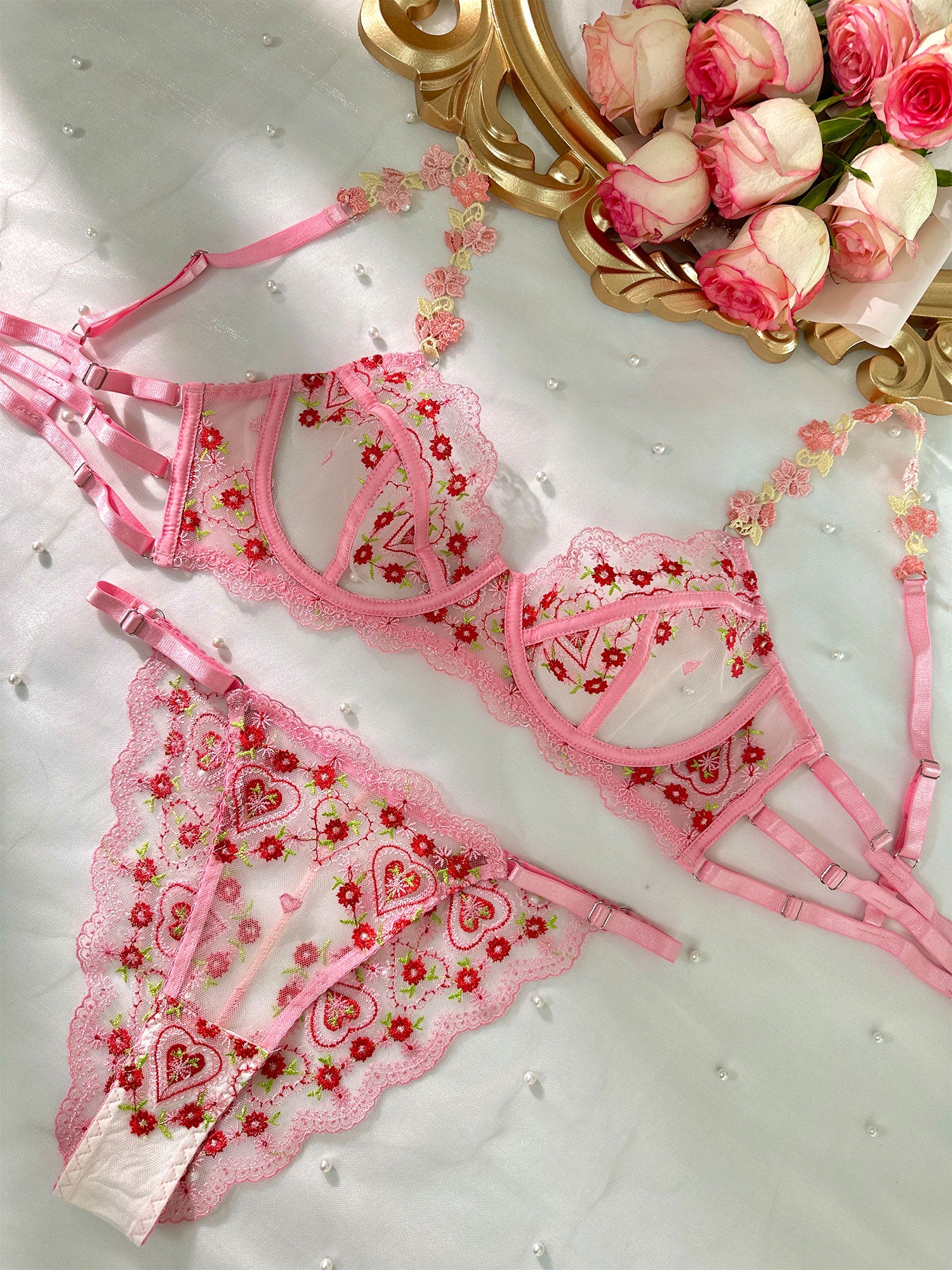 Pink Cute Sweetheart Lingerie Set