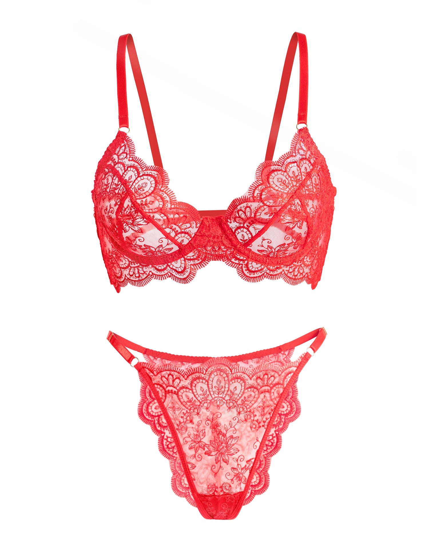 HelloLAGirl Red Exquisite Lace Lingerie Set