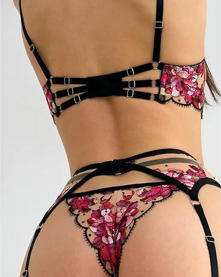 Floral Sheer Lace Lingerie Set