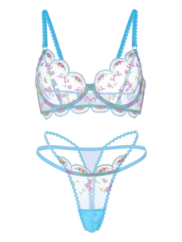 Women's Light Blue Plumeria Bundle Over 50% off