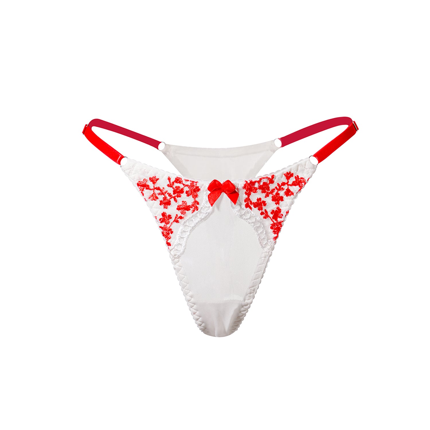 Luxurious Red Floral Thong