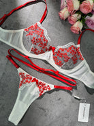 Luxurious Red Floral Lingerie Set | HelloLAGirl