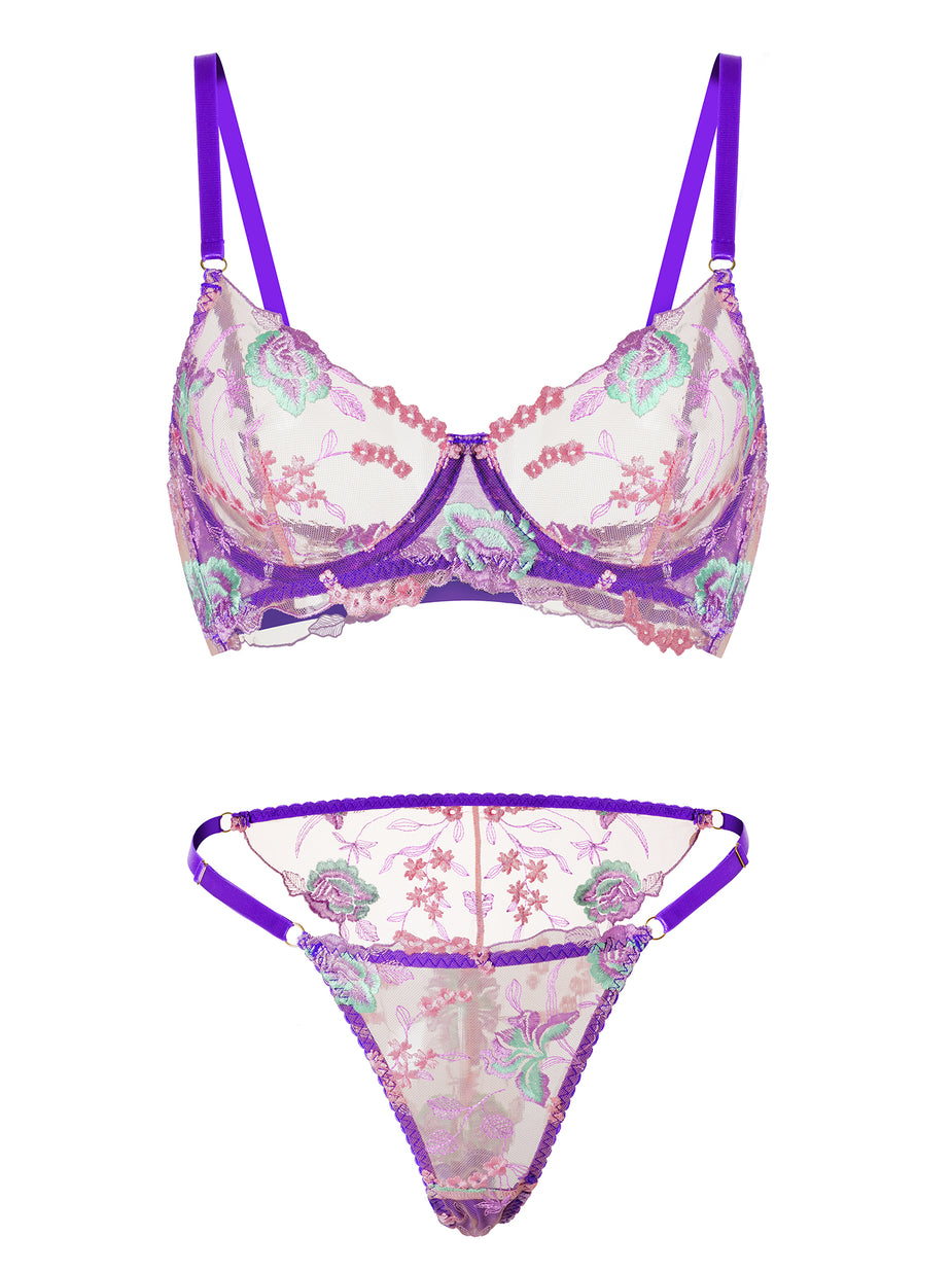 Purple Petal Embroidered Lingerie Set | HelloLAGirl – Hello.LA.Girl
