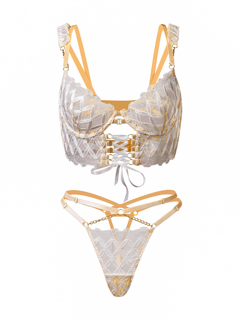 Delicate White Embroidery Lingerie Set | HelloLAGirl