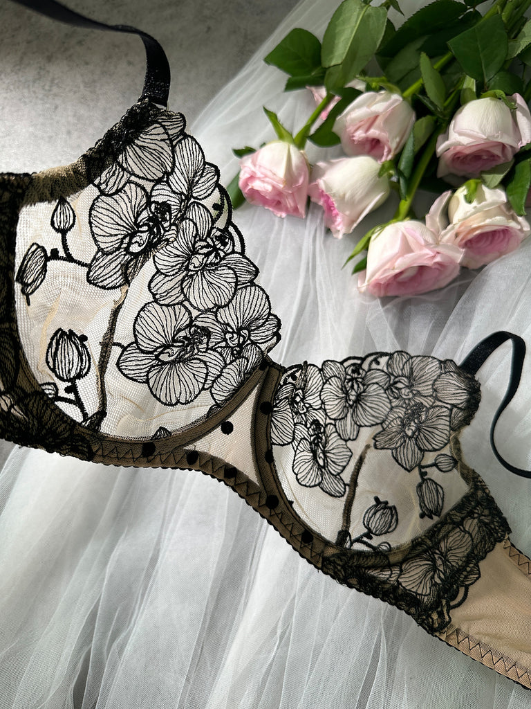 Nude Black Spot Soft Lace Lingerie Set | HelloLAGirl