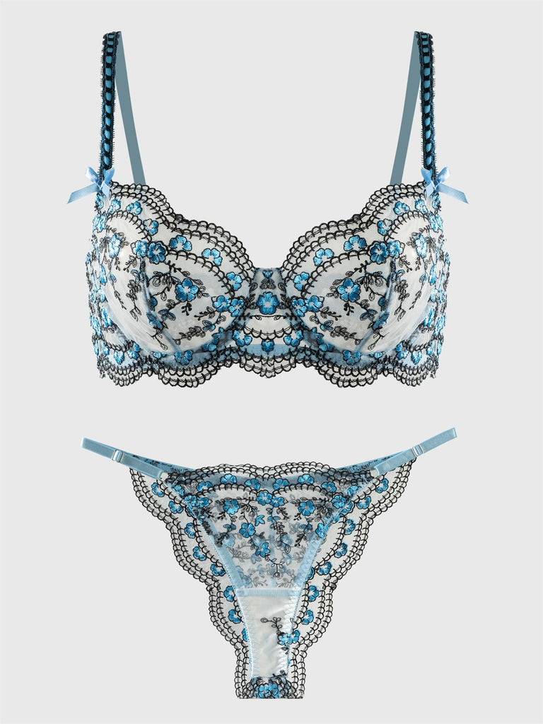 Blossom Delights Embroidery Lingerie Set | HelloLAGirl