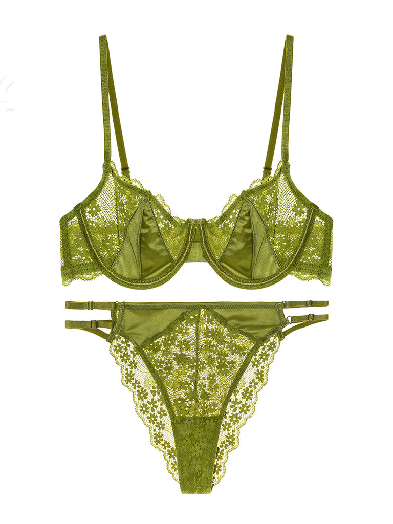 Luxurious Satin Soft Lace Lingerie Set  | HelloLAGirl