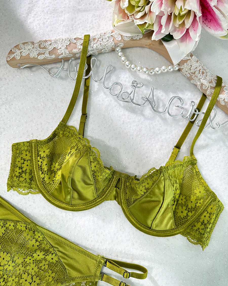 Luxurious Satin Soft Lace Lingerie Set  | HelloLAGirl