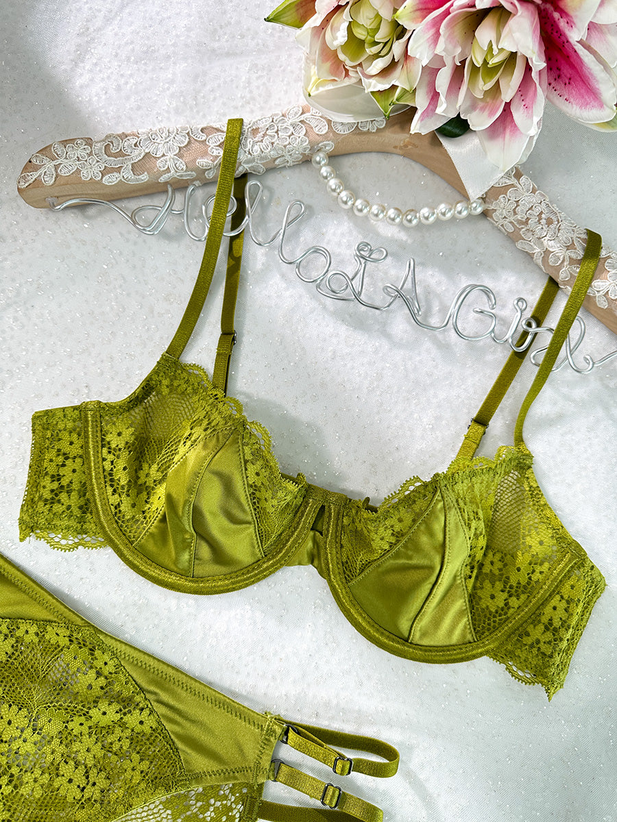 Luxurious Satin Soft Lace Lingerie Set  | HelloLAGirl
