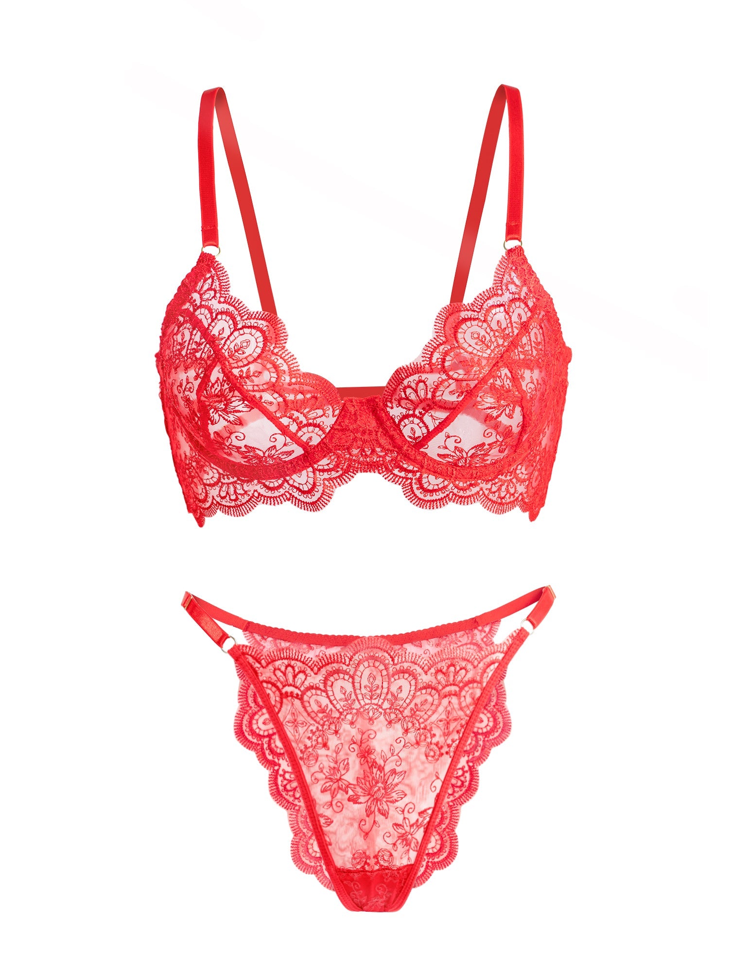 HelloLAGirl Red Exquisite Lace Lingerie Set