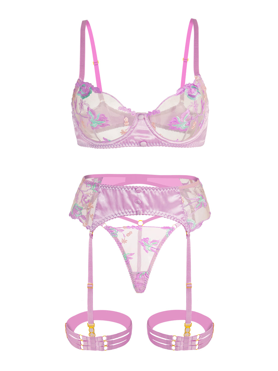 Trend4us Floral Lace Embroidered Lingerie Set main image 0
