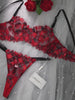 Red Tartan Flower Lingerie Set