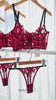 Red Tartan Flower Lace Lingerie Set