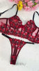 Red Tartan Flower Lace Lingerie Set