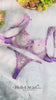 Purple Butterfly Bow Embroidered Flower Lingerie Set
