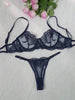 Blue  Elegant Essence Embroidery Lingerie Set