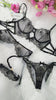 Sheer Black &Golden Embroidery Lingerie Set