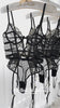Black Gold-threaded Butterfly Bow Lace Bodysuit