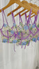Purple Florals Embroidery Bustier  Lingerie Set