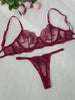 Wine Red Elegant Essence Embroidery Lingerie Set