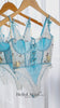 Playful Blue Satin Rosette Bow Lingerie Set