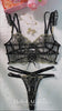 Black Gold-threaded Butterfly Bow Lingerie Set