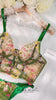 Green Floral Sexy Sheer Embroidered Lingerie Set