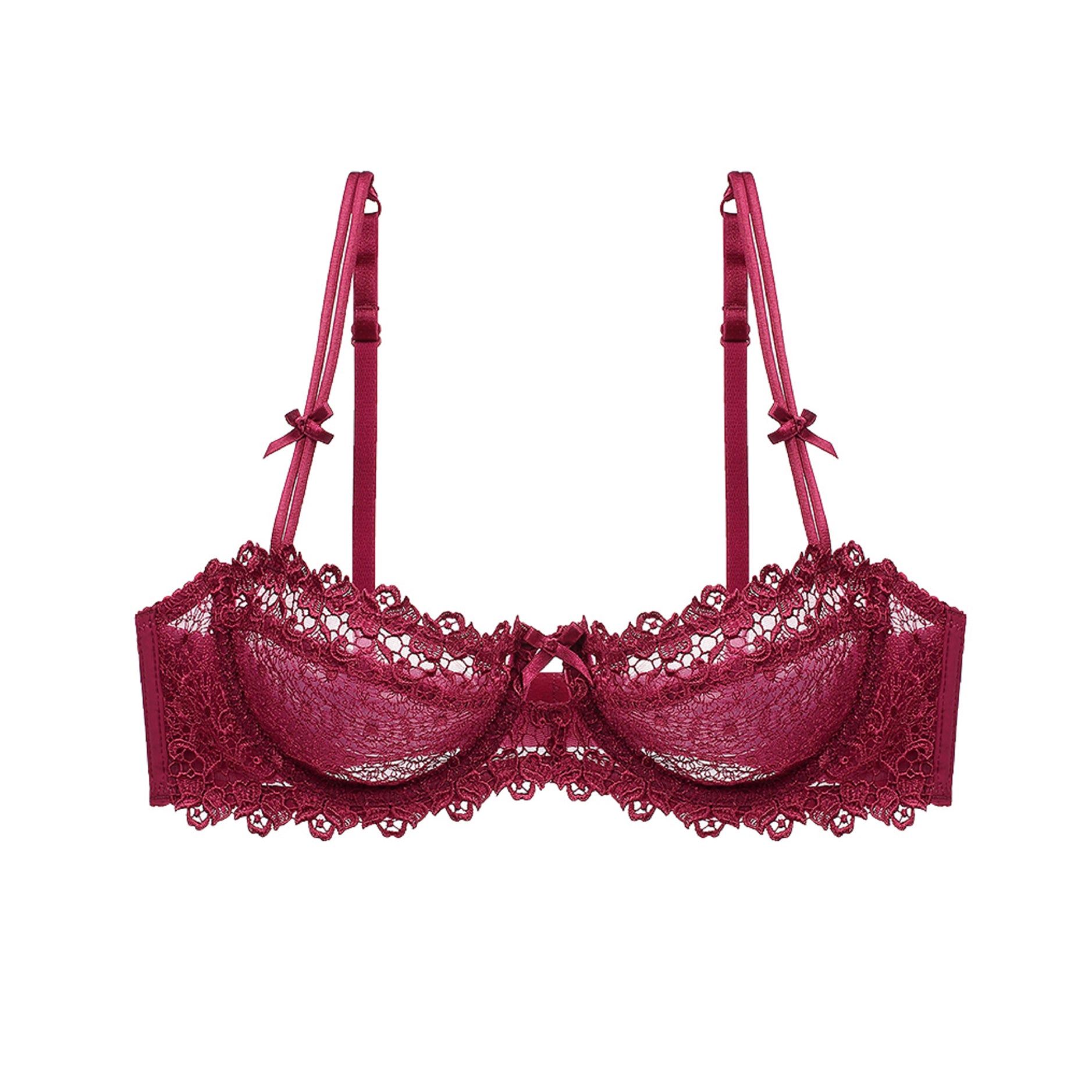 Red Lace Half Cup Underwire Bra Lingerie