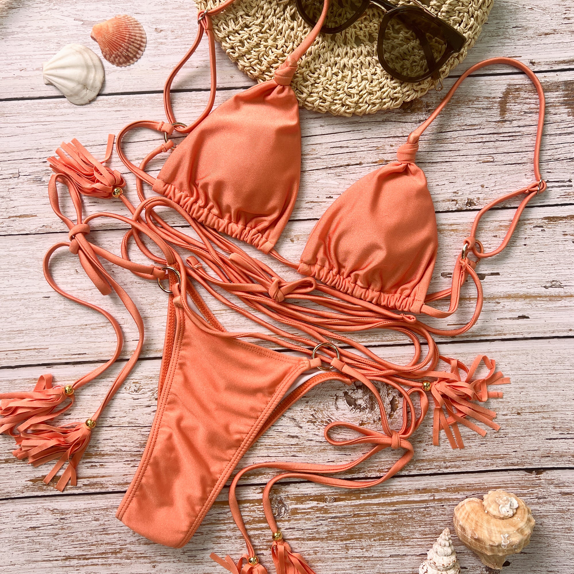 Orange Up Triangle Bikini Set