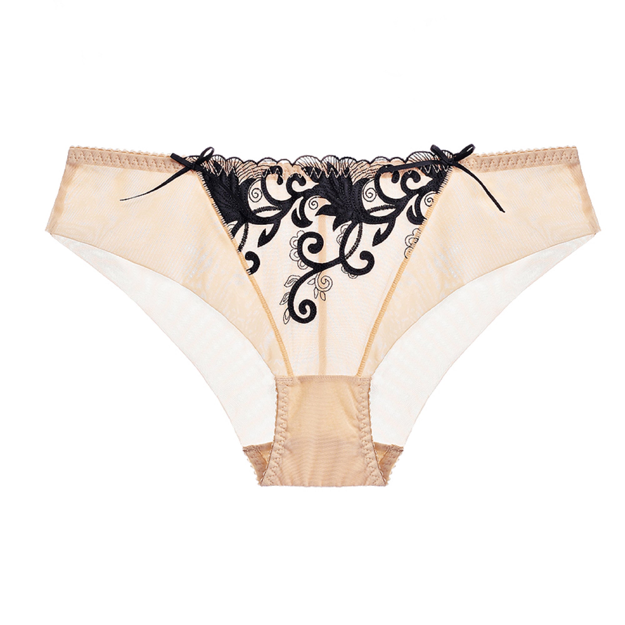 Sexy Apricot Flower Embroidery Lingerie Panty