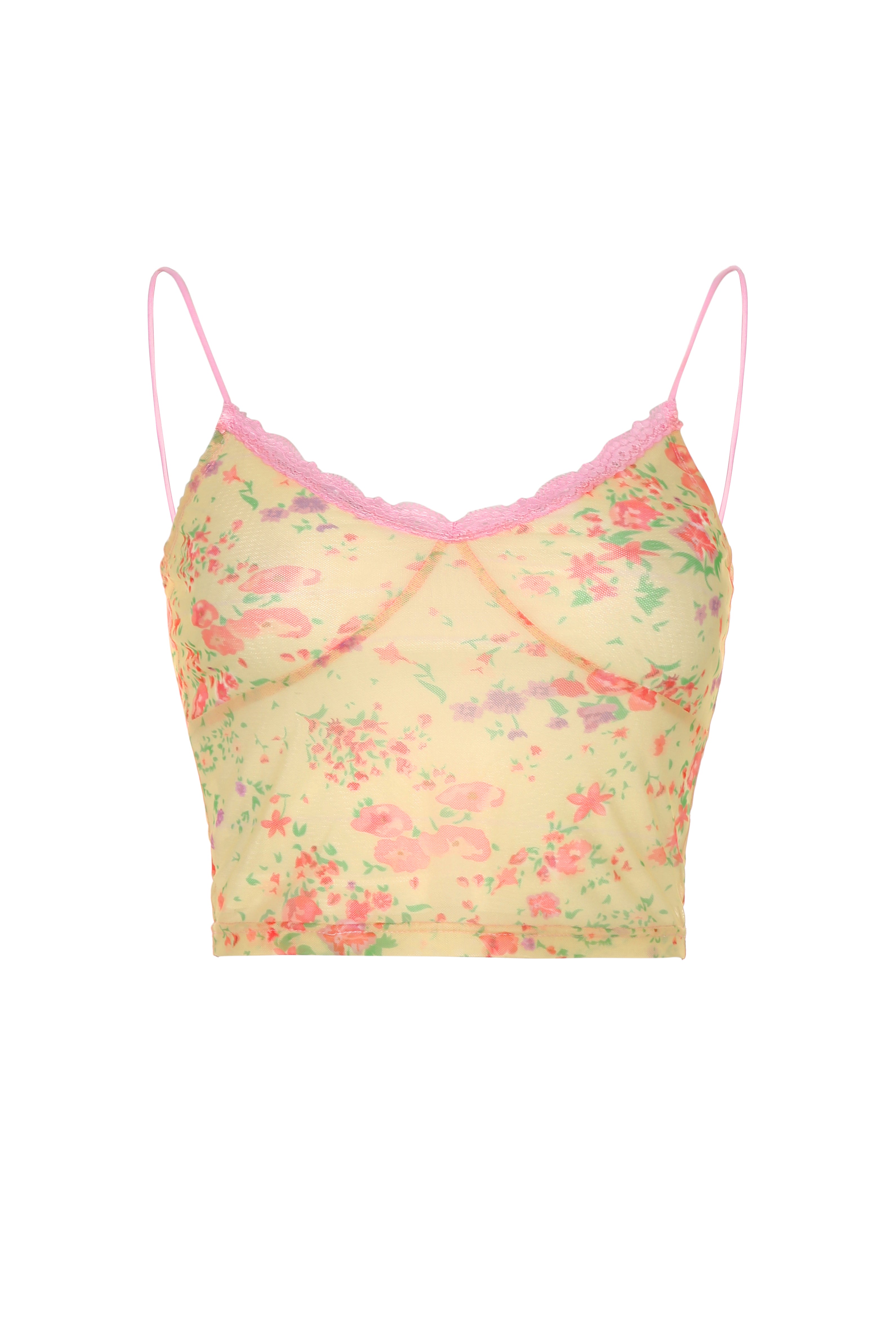 Yellow Sweety Babe Lace Flower Trim Cami Top – Hello.LA.Girl
